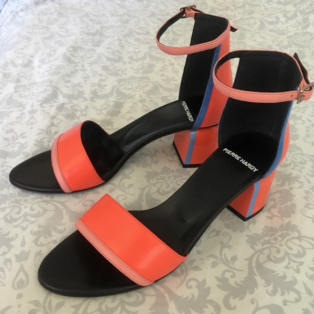 Pierre Hardy Orange Block Heel Sandals Pink&Purple